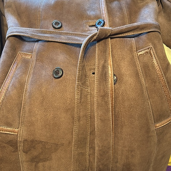 Vintage Eaton Chelsea Place long brown sheepskin coat, woman size 10 - Picture 3 of 6